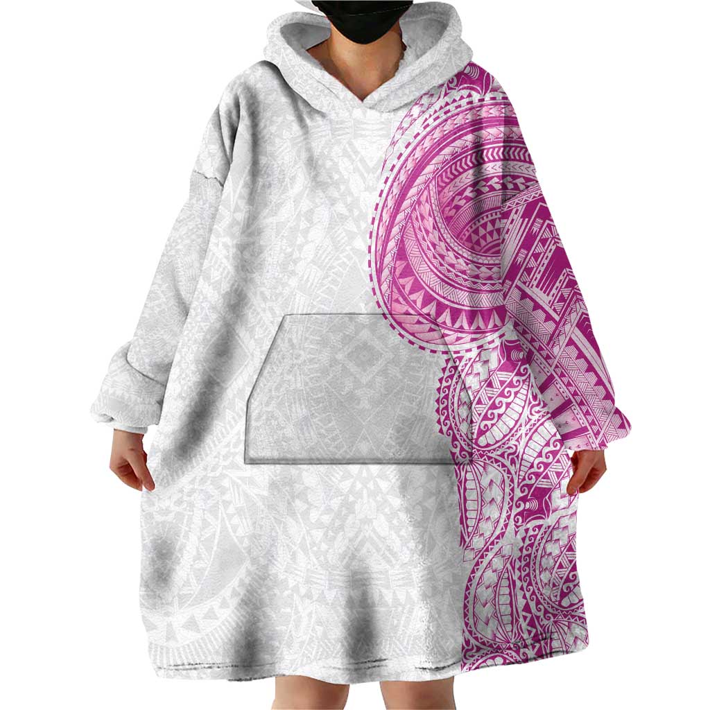 Traditional Polynesian Art Tattoos Wearable Blanket Hoodie Pink Color LT03 - Polynesian Pride