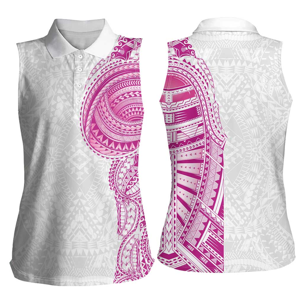 Traditional Polynesian Art Tattoos Women Sleeveless Polo Shirt Pink Color LT03 - Polynesian Pride