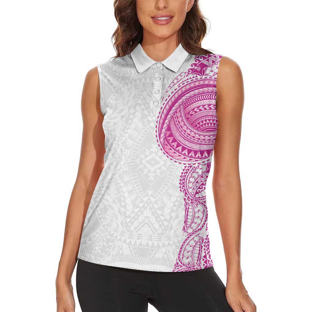 Traditional Polynesian Art Tattoos Women Sleeveless Polo Shirt Pink Color LT03 - Polynesian Pride
