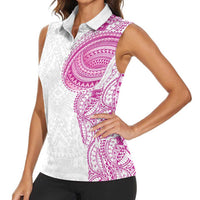 Traditional Polynesian Art Tattoos Women Sleeveless Polo Shirt Pink Color LT03 - Polynesian Pride