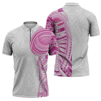 Traditional Polynesian Art Tattoos Zipper Polo Shirt Pink Color LT03 - Polynesian Pride