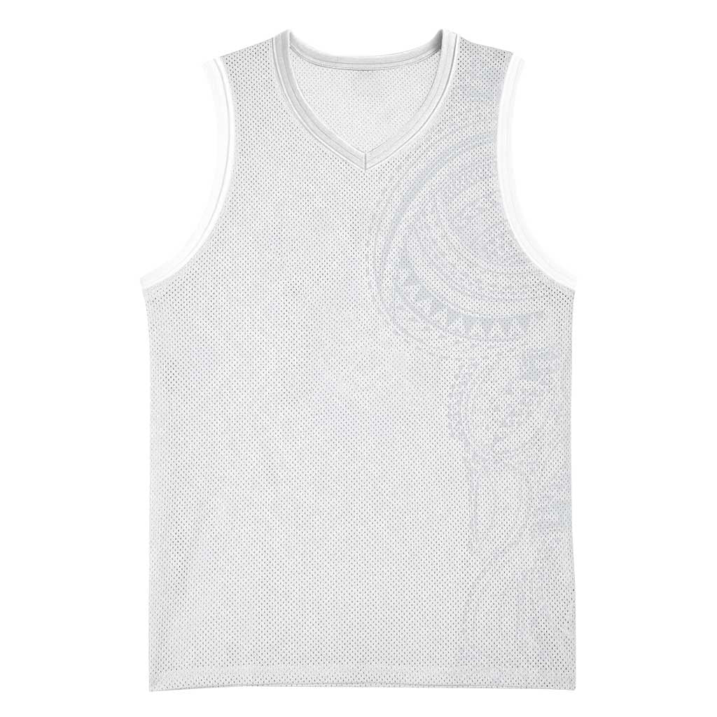 Lotu Tamaiti Basketball Jersey Traditional Samoan Art Tattoos LT03 Unisex White - Polynesian Pride