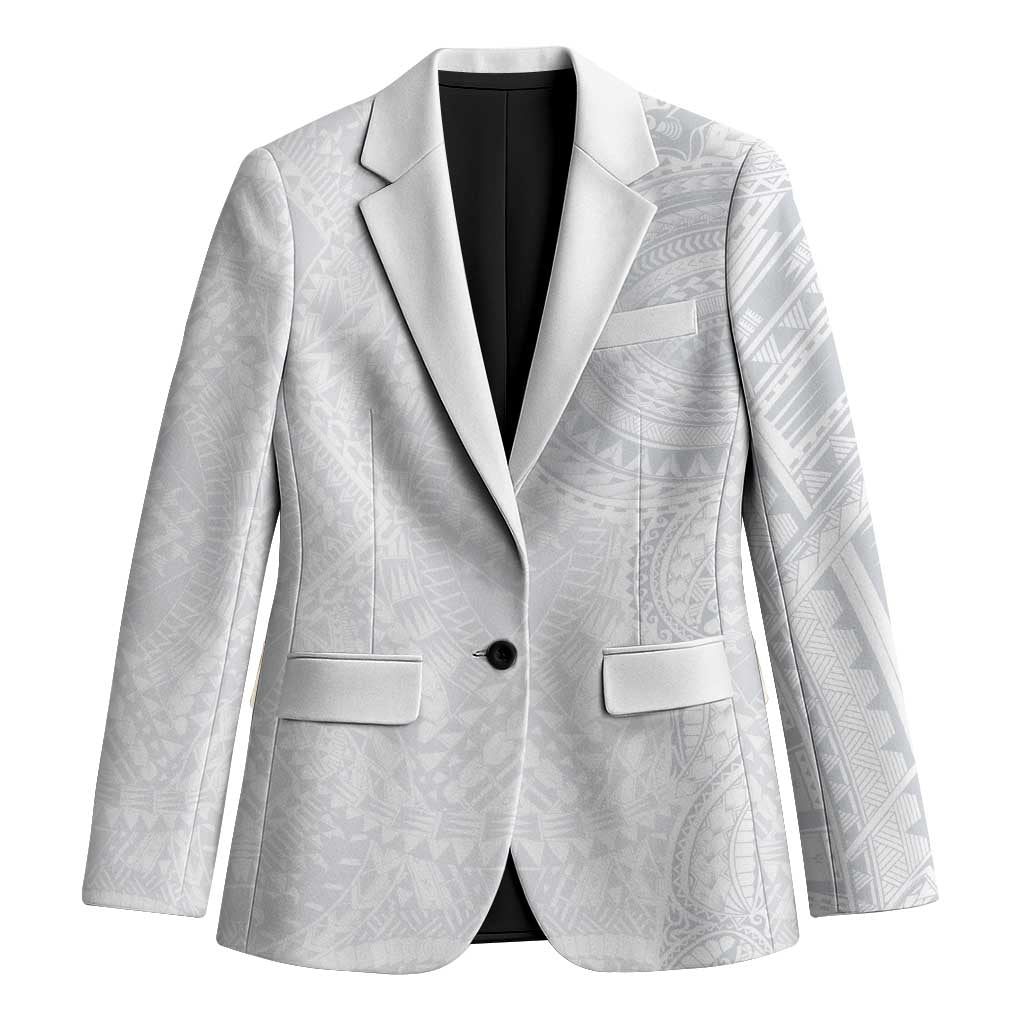 Lotu Tamaiti Blazer Traditional Samoan Art Tattoos LT03 Unisex White - Polynesian Pride