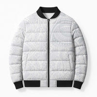 Lotu Tamaiti Bomber Puffer Jacket Traditional Samoan Art Tattoos LT03 Unisex White - Polynesian Pride