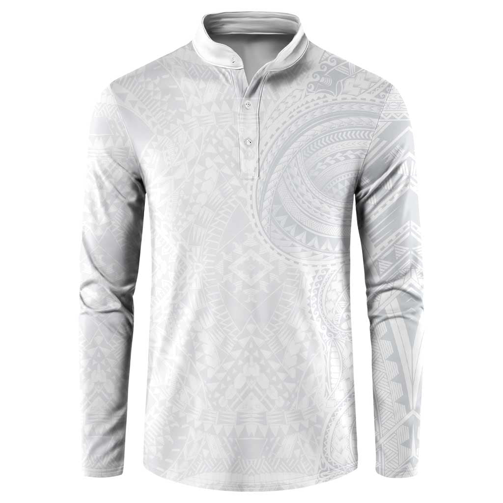 Lotu Tamaiti Button Sweatshirt Traditional Samoan Art Tattoos LT03 White - Polynesian Pride