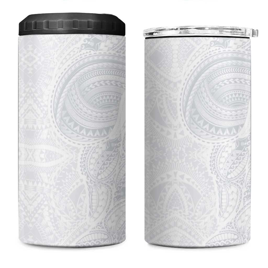 Lotu Tamaiti 4 in 1 Can Cooler Tumbler Traditional Samoan Art Tattoos LT03 One Size: 16 oz White - Polynesian Pride