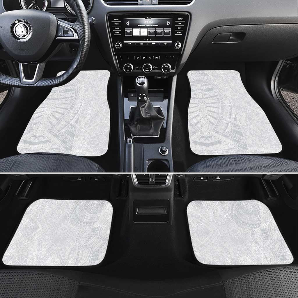 Lotu Tamaiti Car Mats Traditional Samoan Art Tattoos LT03 Set 4pcs White - Polynesian Pride