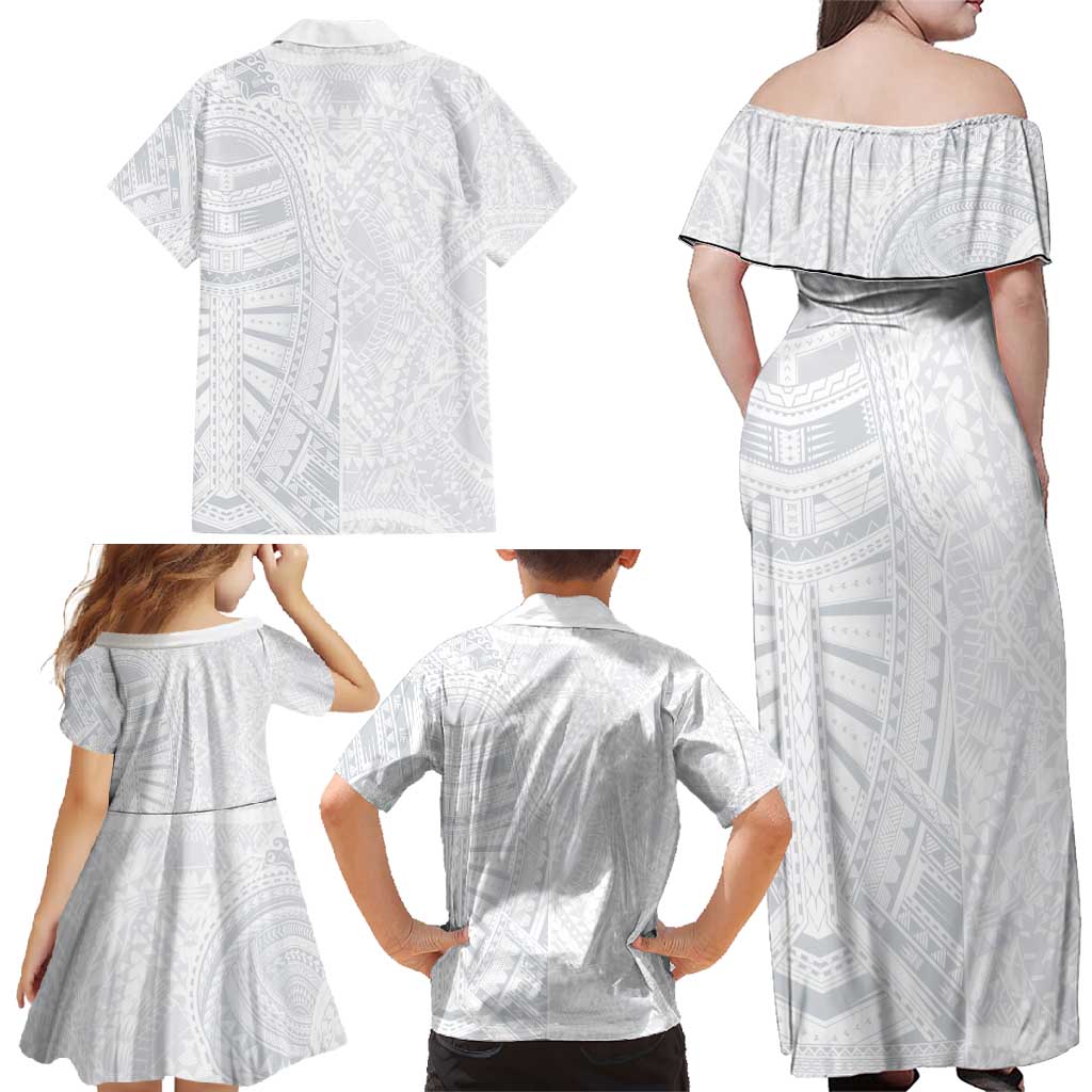 Lotu Tamaiti Family Matching Off Shoulder Maxi Dress and Hawaiian Shirt Traditional Samoan Art Tattoos - Polynesian Pride