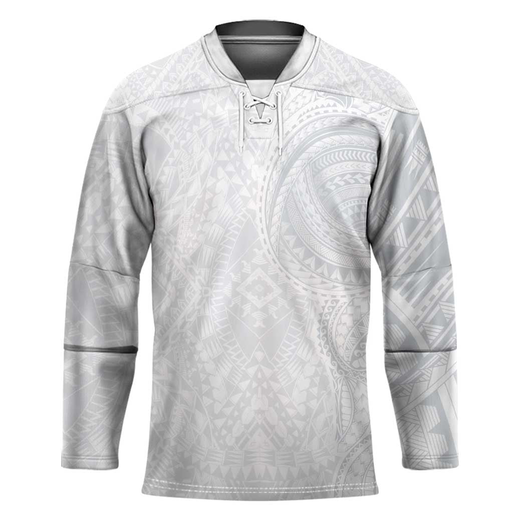 Lotu Tamaiti Hockey Jersey Traditional Samoan Art Tattoos LT03 Unisex White - Polynesian Pride