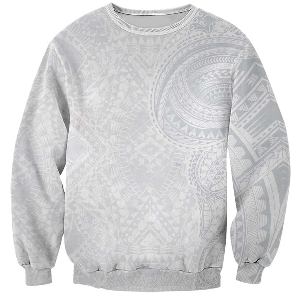 Lotu Tamaiti Sweatshirt Traditional Samoan Art Tattoos LT03 Unisex White - Polynesian Pride