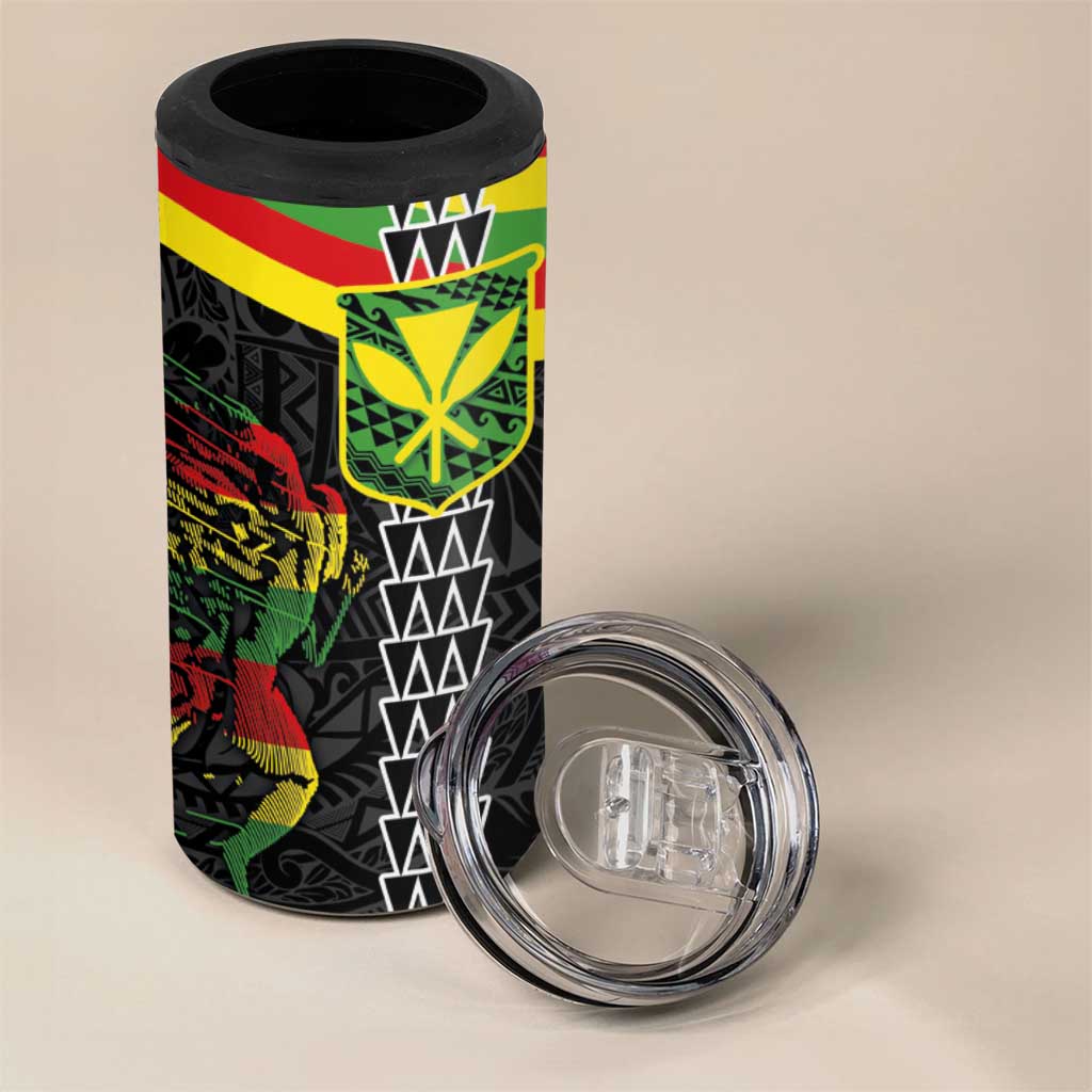 Kanaka Maoli Running 4 in 1 Can Cooler Tumbler Kakau Pattern with Kanaka Maoli Flag Color