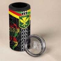 Kanaka Maoli Running 4 in 1 Can Cooler Tumbler Kakau Pattern with Kanaka Maoli Flag Color