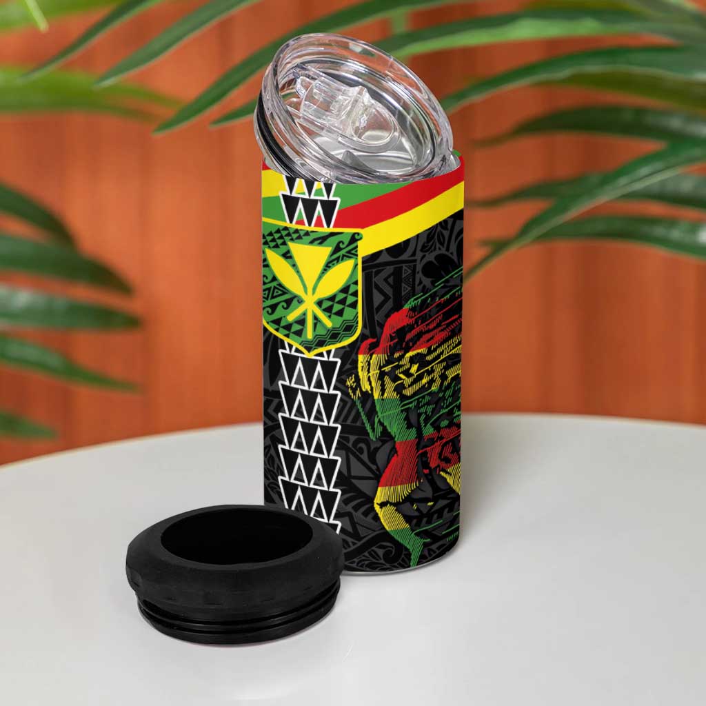 Kanaka Maoli Running 4 in 1 Can Cooler Tumbler Kakau Pattern with Kanaka Maoli Flag Color
