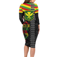 Kanaka Maoli Running Family Matching Long Sleeve Bodycon Dress and Hawaiian Shirt Kakau Pattern with Kanaka Maoli Flag Color