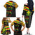 Kanaka Maoli Running Family Matching Off The Shoulder Long Sleeve Dress and Hawaiian Shirt Kakau Pattern with Kanaka Maoli Flag Color