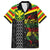 Kanaka Maoli Running Family Matching Off The Shoulder Long Sleeve Dress and Hawaiian Shirt Kakau Pattern with Kanaka Maoli Flag Color