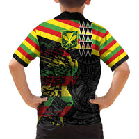 Kanaka Maoli Running Family Matching Off Shoulder Maxi Dress and Hawaiian Shirt Kakau Pattern with Kanaka Maoli Flag Color