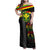 Kanaka Maoli Running Family Matching Off Shoulder Maxi Dress and Hawaiian Shirt Kakau Pattern with Kanaka Maoli Flag Color