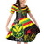 Kanaka Maoli Running Family Matching Off Shoulder Short Dress and Hawaiian Shirt Kakau Pattern with Kanaka Maoli Flag Color