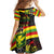 Kanaka Maoli Running Family Matching Off Shoulder Short Dress and Hawaiian Shirt Kakau Pattern with Kanaka Maoli Flag Color