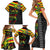 Kanaka Maoli Running Family Matching Short Sleeve Bodycon Dress and Hawaiian Shirt Kakau Pattern with Kanaka Maoli Flag Color