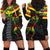 Kanaka Maoli Running Hoodie Dress Kakau Pattern with Kanaka Maoli Flag Color