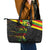 Kanaka Maoli Running Leather Tote Bag Kakau Pattern with Kanaka Maoli Flag Color