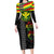 Kanaka Maoli Running Long Sleeve Bodycon Dress Kakau Pattern with Kanaka Maoli Flag Color