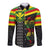 Kanaka Maoli Running Long Sleeve Button Shirt Kakau Pattern with Kanaka Maoli Flag Color