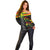 Kanaka Maoli Running Off Shoulder Sweater Kakau Pattern with Kanaka Maoli Flag Color