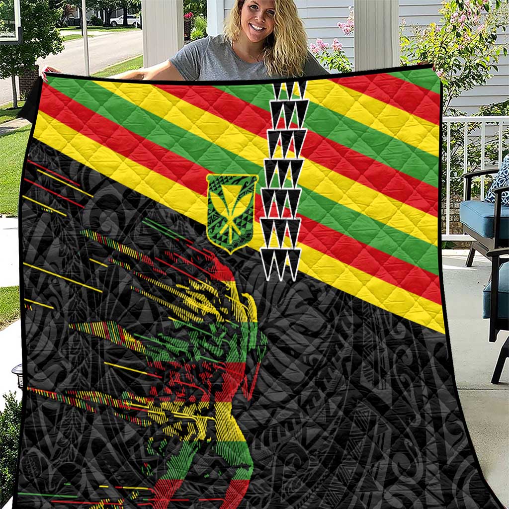 Kanaka Maoli Running Quilt Kakau Pattern with Kanaka Maoli Flag Color