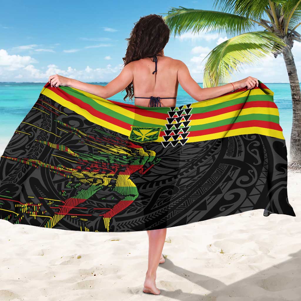 Kanaka Maoli Running Sarong Kakau Pattern with Kanaka Maoli Flag Color