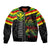 Kanaka Maoli Running Sleeve Zip Bomber Jacket Kakau Pattern with Kanaka Maoli Flag Color