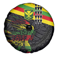 Kanaka Maoli Running Spare Tire Cover Kakau Pattern with Kanaka Maoli Flag Color