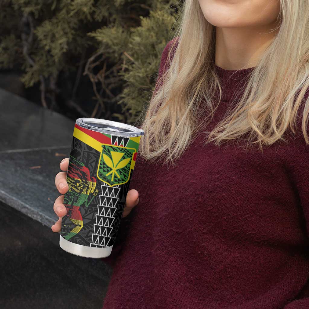 Kanaka Maoli Running Tumbler Cup Kakau Pattern with Kanaka Maoli Flag Color