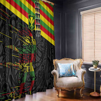 Kanaka Maoli Running Window Curtain Kakau Pattern with Kanaka Maoli Flag Color