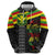 Kanaka Maoli Running Zip Hoodie Kakau Pattern with Kanaka Maoli Flag Color