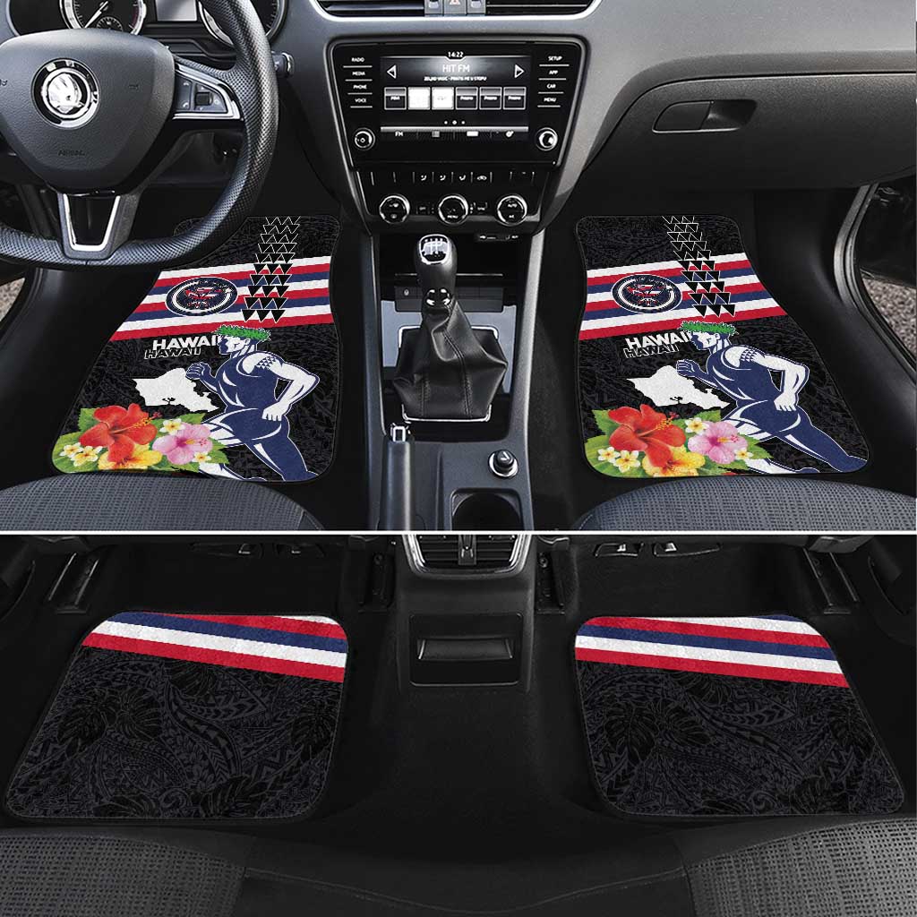 Honolulu Running Race Car Mats Hawaii Marathon Kakau Art with Hibiscus and National Flag Style