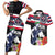 Honolulu Running Race Couples Matching Short Sleeve Bodycon Dress and Hawaiian Shirt Hawaii Marathon Kakau Art with Hibiscus and National Flag Style