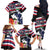 Honolulu Running Race Family Matching Off The Shoulder Long Sleeve Dress and Hawaiian Shirt Hawaii Marathon Kakau Art with Hibiscus and National Flag Style