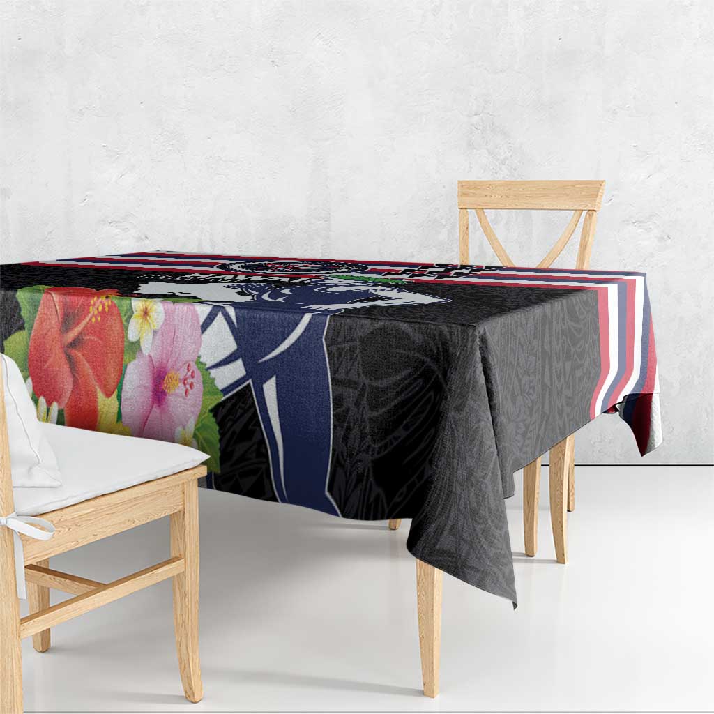 Honolulu Running Race Tablecloth Hawaii Marathon Kakau Art with Hibiscus and National Flag Style