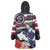 Honolulu Running Race Wearable Blanket Hoodie Hawaii Marathon Kakau Art with Hibiscus and National Flag Style