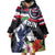 Honolulu Running Race Wearable Blanket Hoodie Hawaii Marathon Kakau Art with Hibiscus and National Flag Style