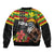 Kanaka Maoli Ikaika Warrior Bomber Jacket Hibiscus Kakau Art and Tapa Tribal Pattern