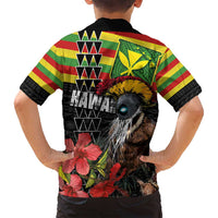 Kanaka Maoli Ikaika Warrior Family Matching Long Sleeve Bodycon Dress and Hawaiian Shirt Hibiscus Kakau Art and Tapa Tribal Pattern