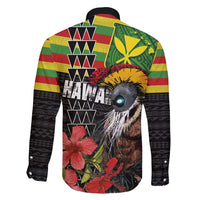 Kanaka Maoli Ikaika Warrior Family Matching Long Sleeve Bodycon Dress and Hawaiian Shirt Hibiscus Kakau Art and Tapa Tribal Pattern