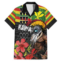 Kanaka Maoli Ikaika Warrior Family Matching Mermaid Dress and Hawaiian Shirt Hibiscus Kakau Art and Tapa Tribal Pattern