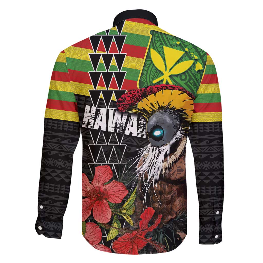 Kanaka Maoli Ikaika Warrior Family Matching Off Shoulder Short Dress and Hawaiian Shirt Hibiscus Kakau Art and Tapa Tribal Pattern