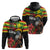 Kanaka Maoli Ikaika Warrior Hoodie Hibiscus Kakau Art and Tapa Tribal Pattern