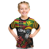 Kanaka Maoli Ikaika Warrior Kid T Shirt Hibiscus Kakau Art and Tapa Tribal Pattern